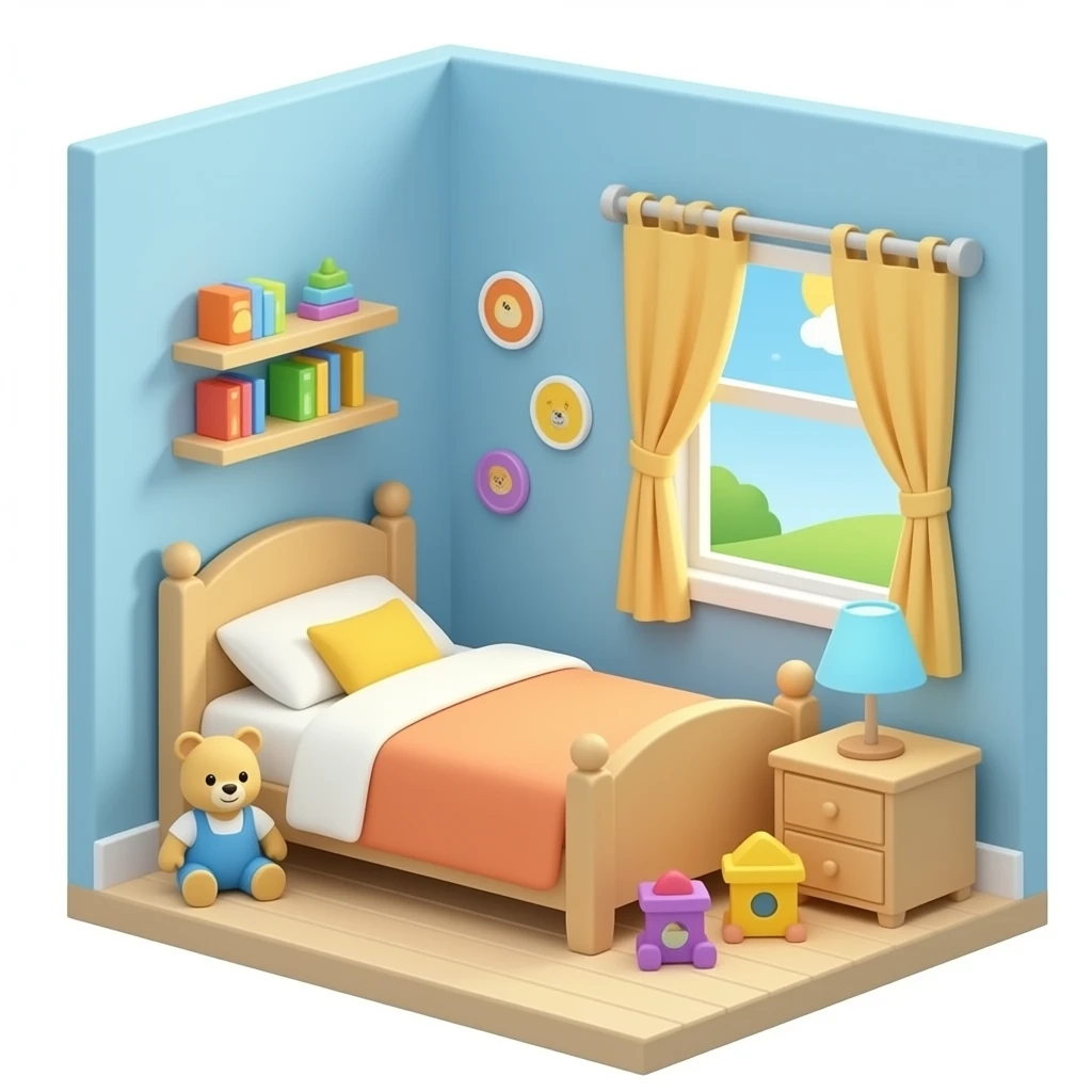 kids room with bed and toys emoji