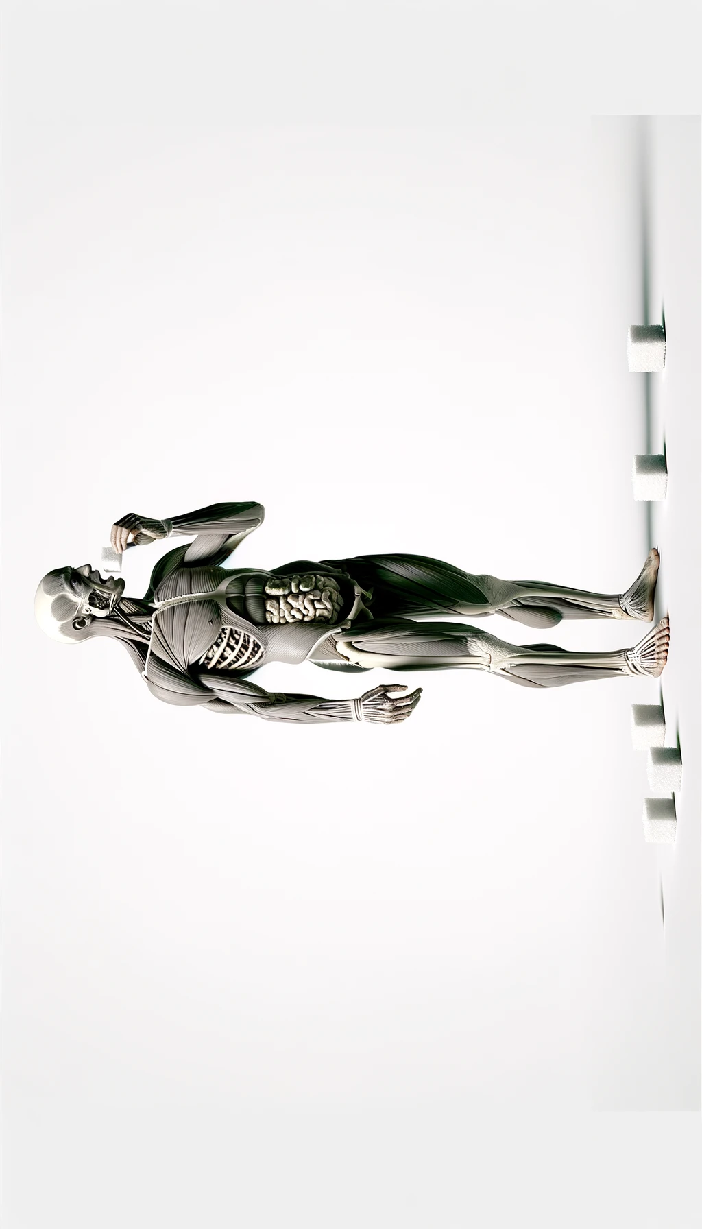 corpo umano anatomico in piedi a figura intera che mangia zollette di zucchero, posa frontale, iperrealistico 4k, isolato su sfondo bianco emoji