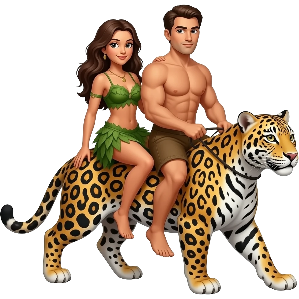 tarzan cewe dan cowo naik macan tutul emoji