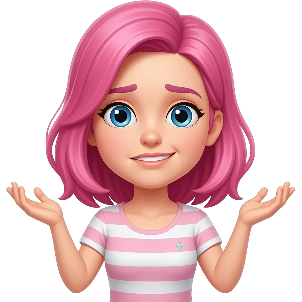 Hands up  Shrugging woman with pink hair emoji