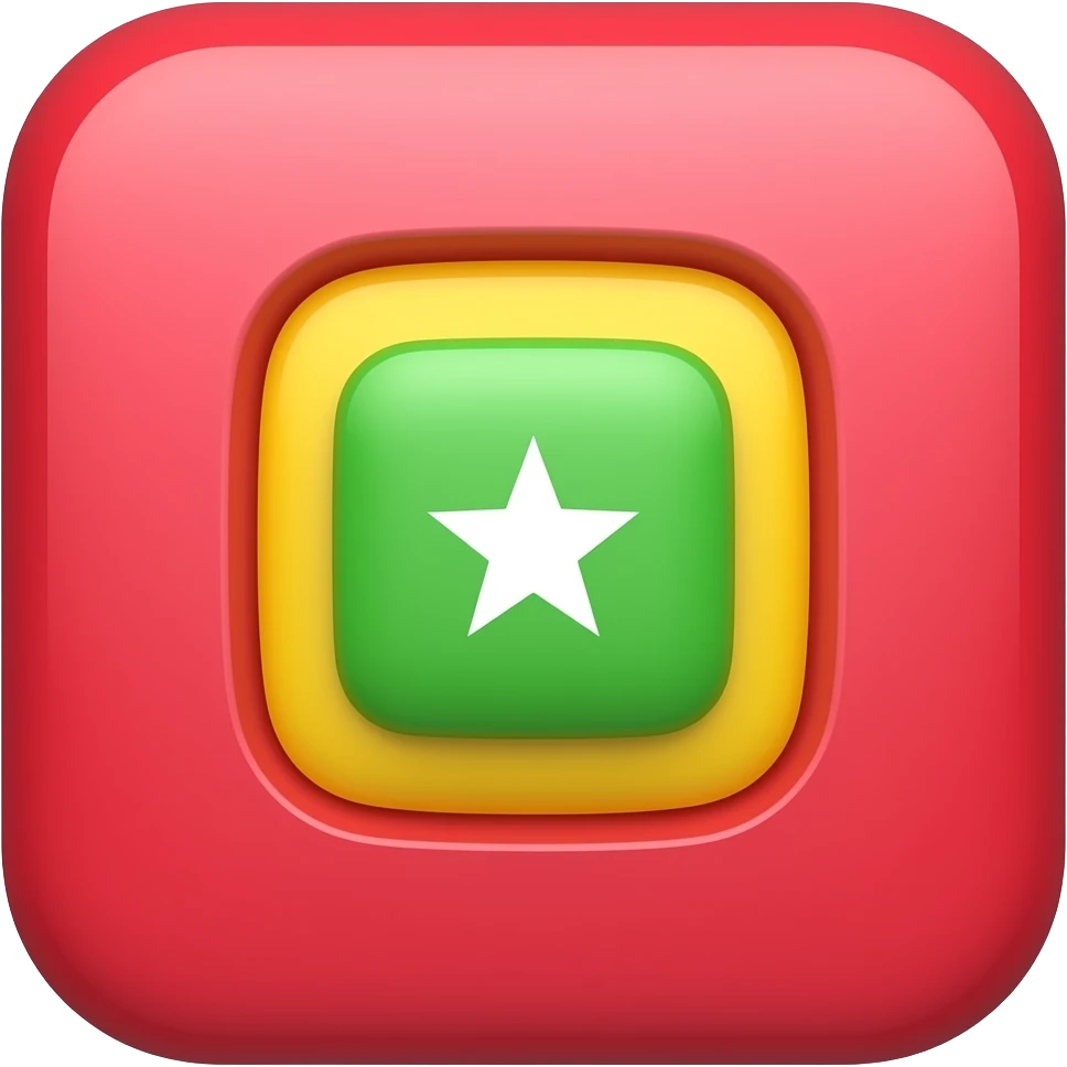 Barranquilla flag is small green square inside to yellow mediun square inside to big red square and a white star in the middle of green square o emoji