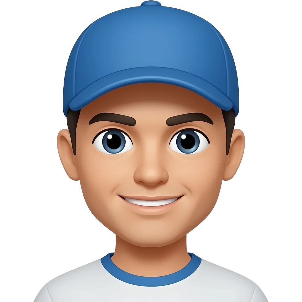 thick black outline, blue cap emoji, thick black outline, simple cartoon emoji