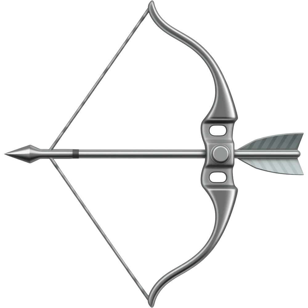 slim aesthetic silver archery bow with sharp arrow emoji