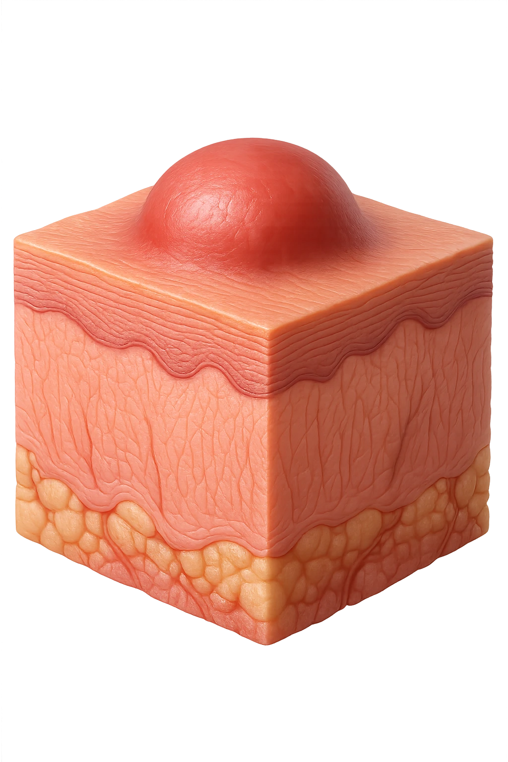 TESSUTO DI EPIDERMIDE UMANA CON NODULO DI UN CORPO UMANO ANATOMICO, IPERREALISTICO 4K emoji