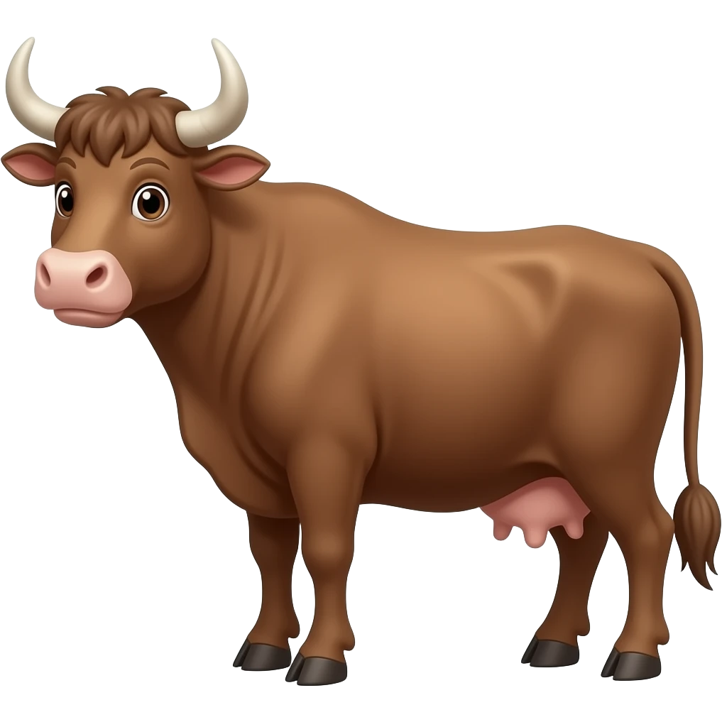 Cartoon 2d brown ox emoji