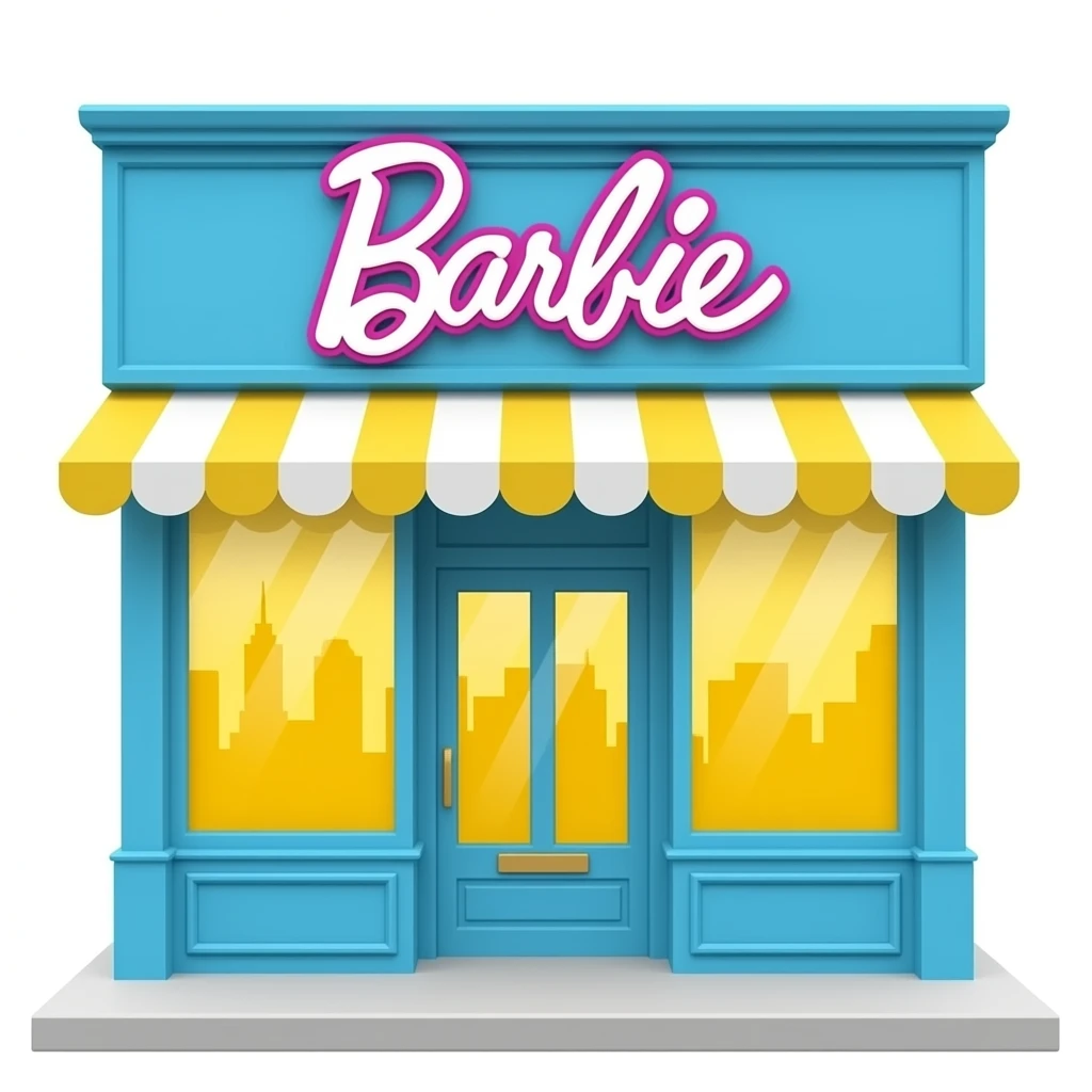 blue yellow Storefront windows, transparent background inspired by barbie colour pallete emoji