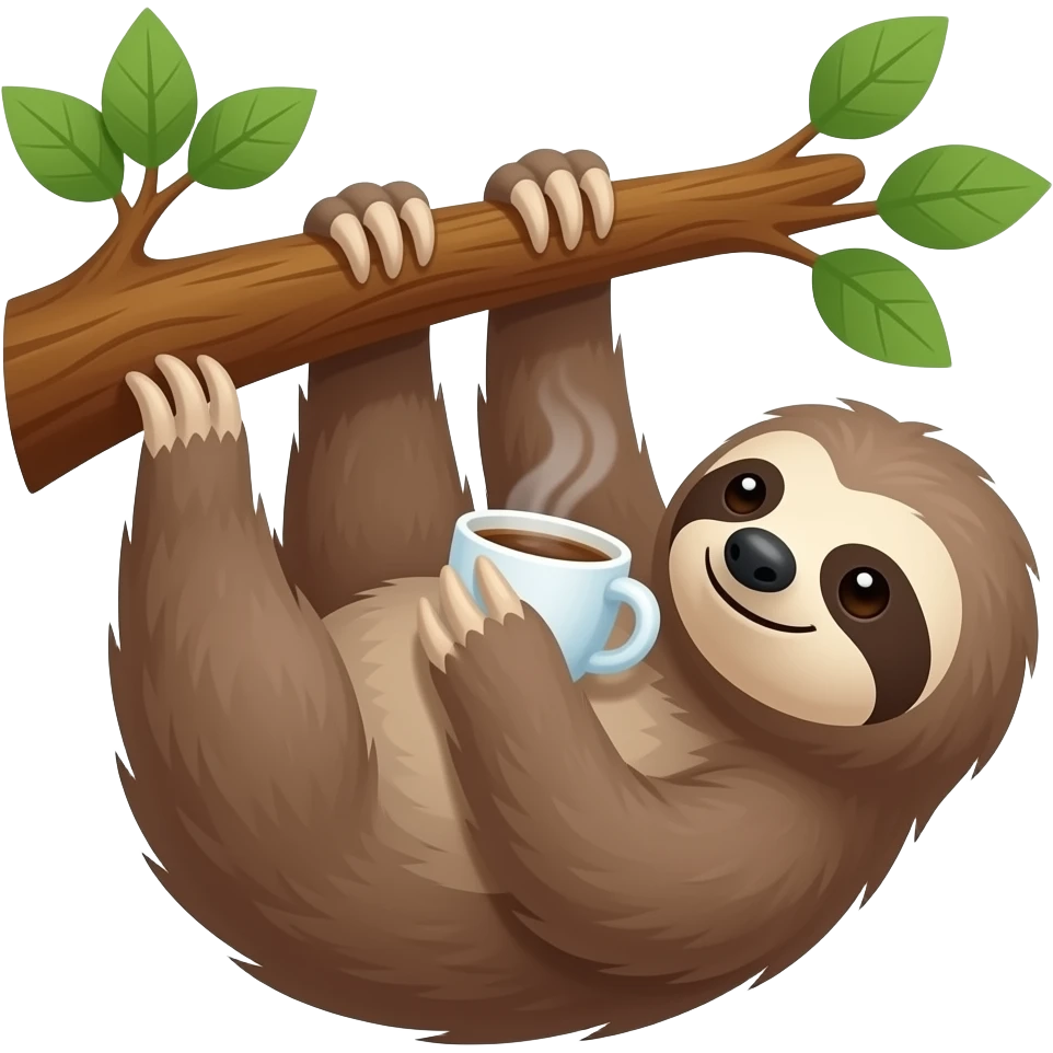 sloth tree morning coffee hanging emoji