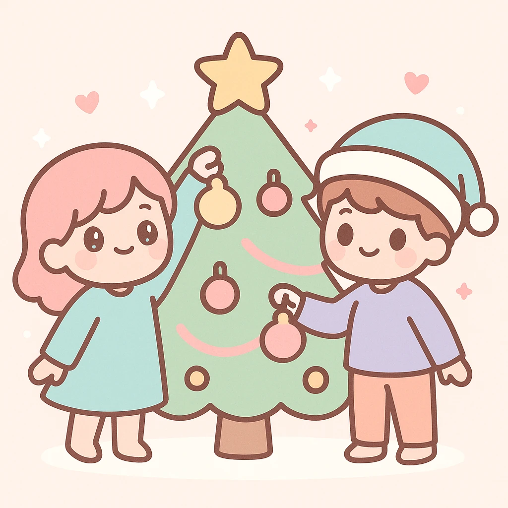 people decorating a Christmas tree emoji