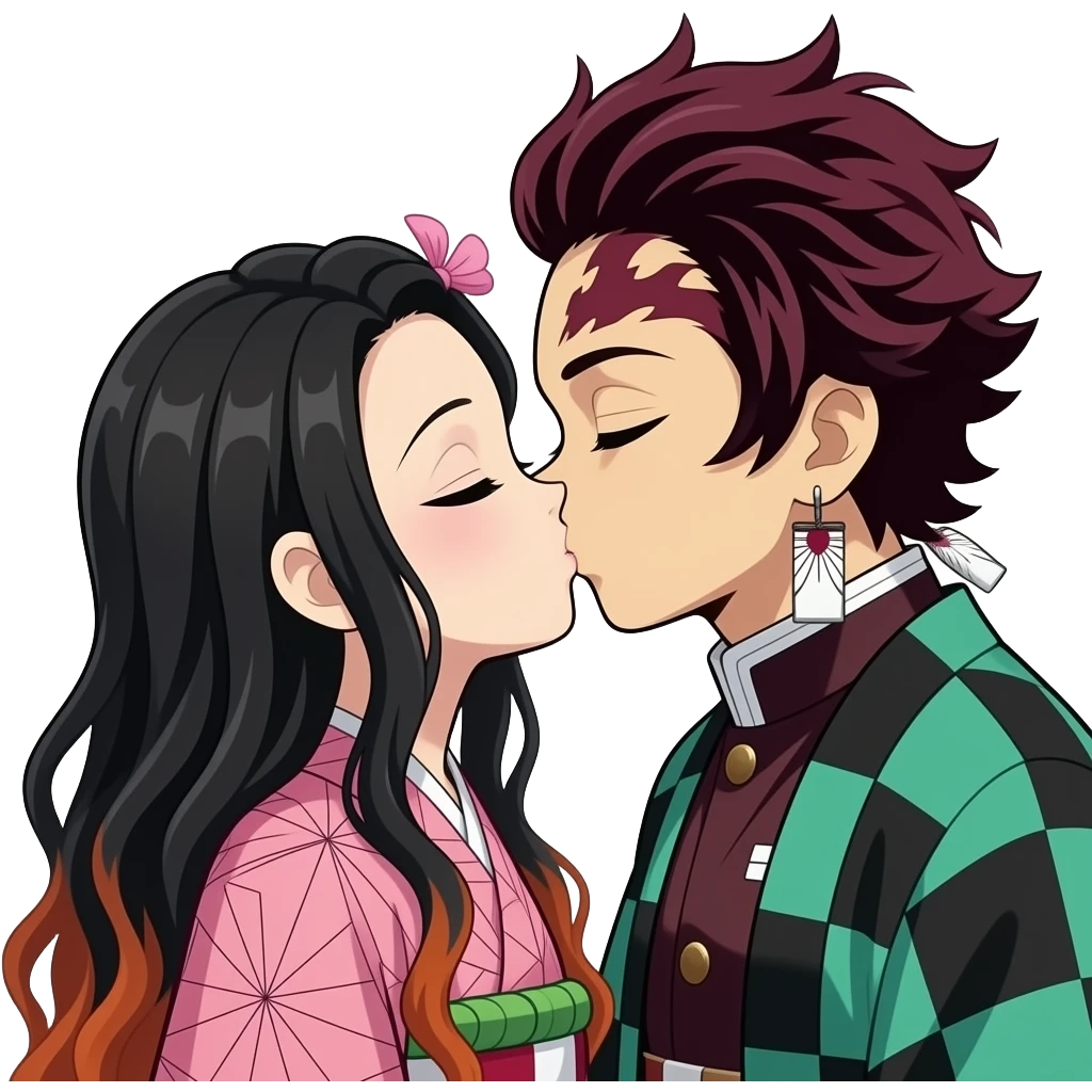 Zenitsu and nezuko kissing emoji