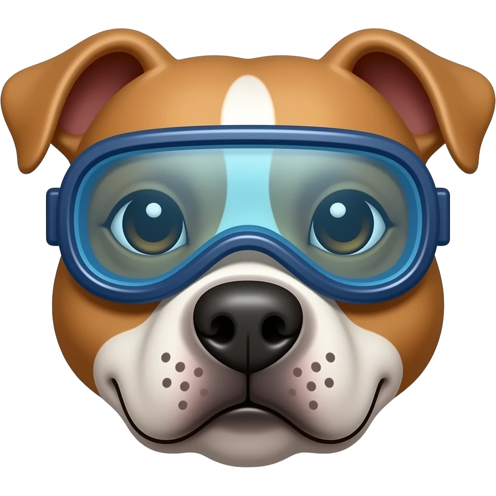 pitbull dogs head wearing diving goggles emoji