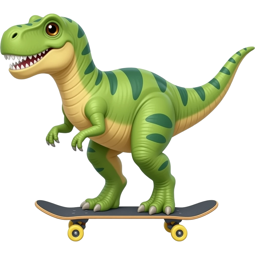 Dinosaur on a skateboard emoji