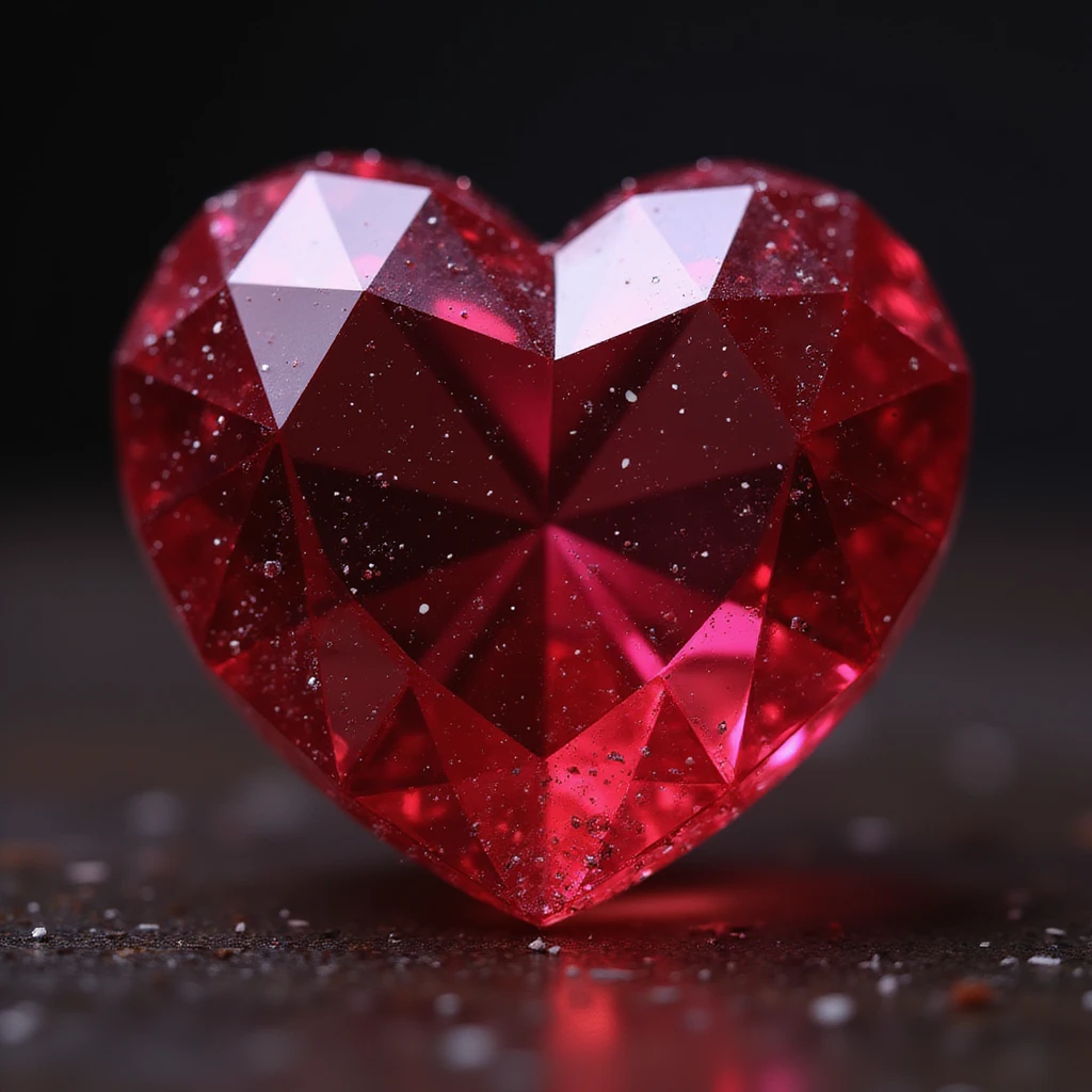 photorealistic ruby gemstone heart with sparkles and faceted texture emoji
