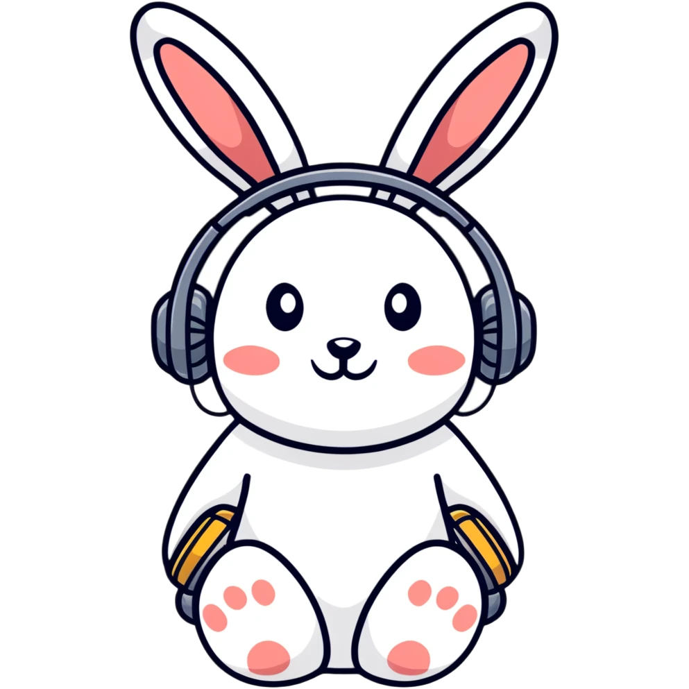 headphones with bunny ears, cartoon style emoji