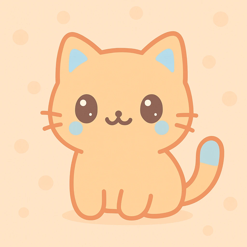 orange cute cat, cute kawaii style emoji