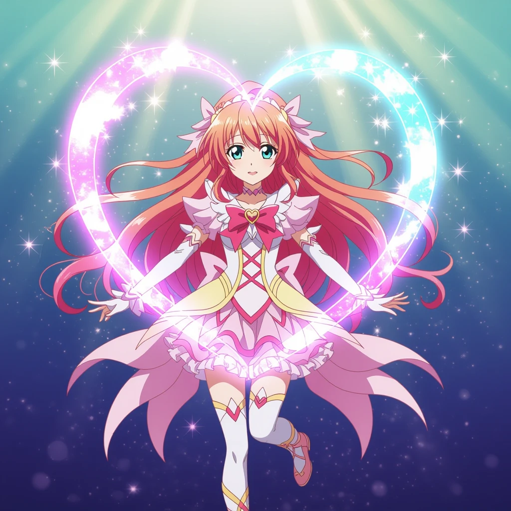 anime heart, magical aura, floating, vibrant colors, shoujo anime style emoji