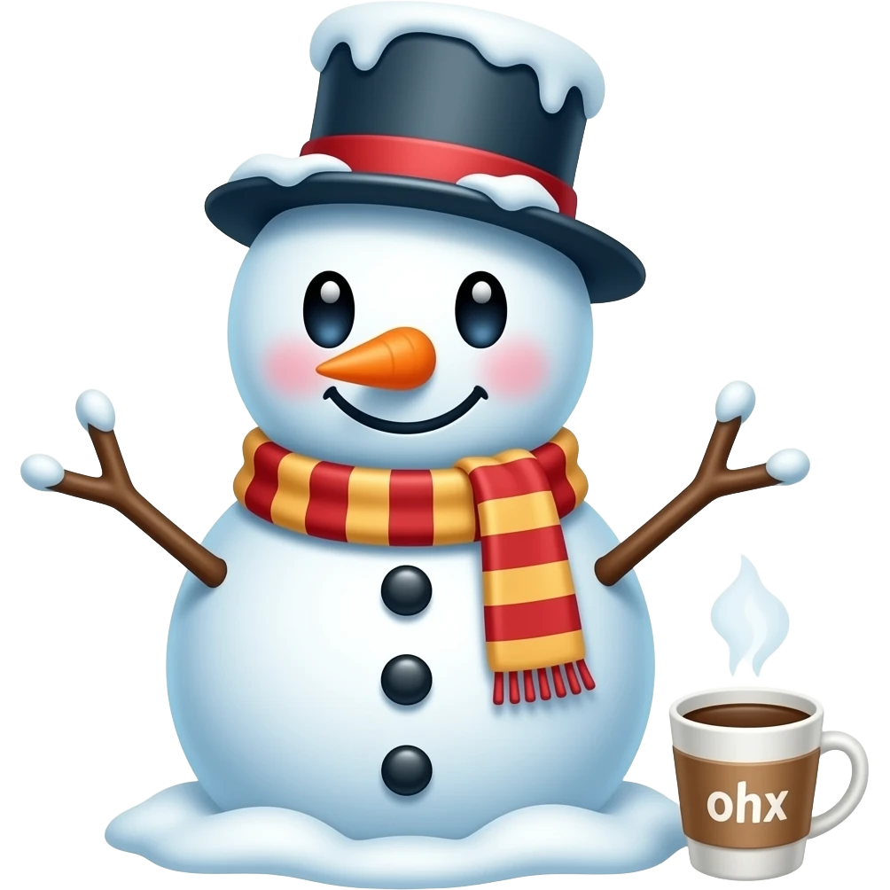cute snowman with coffee emoji