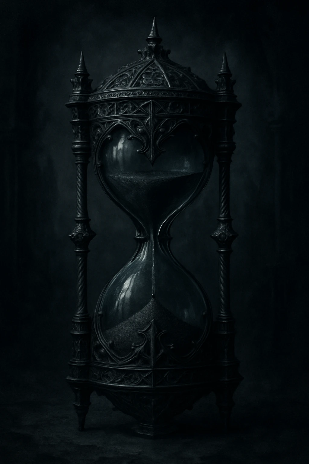 goth black hourglass, dark moody emoji