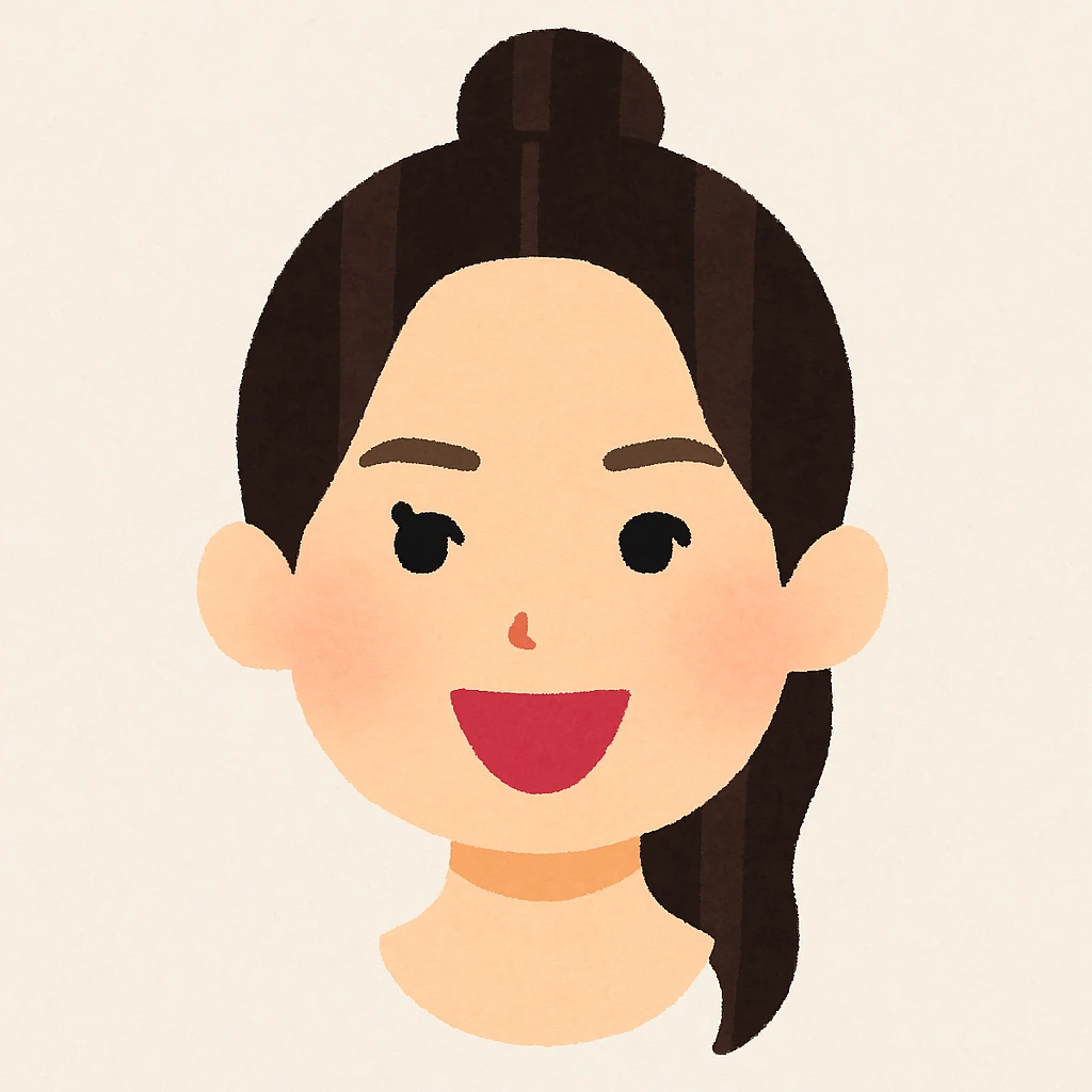 Kendall Jenner's head in Irasutoya style, friendly and cartoonish, simple shapes, soft colors, cheerful expression emoji