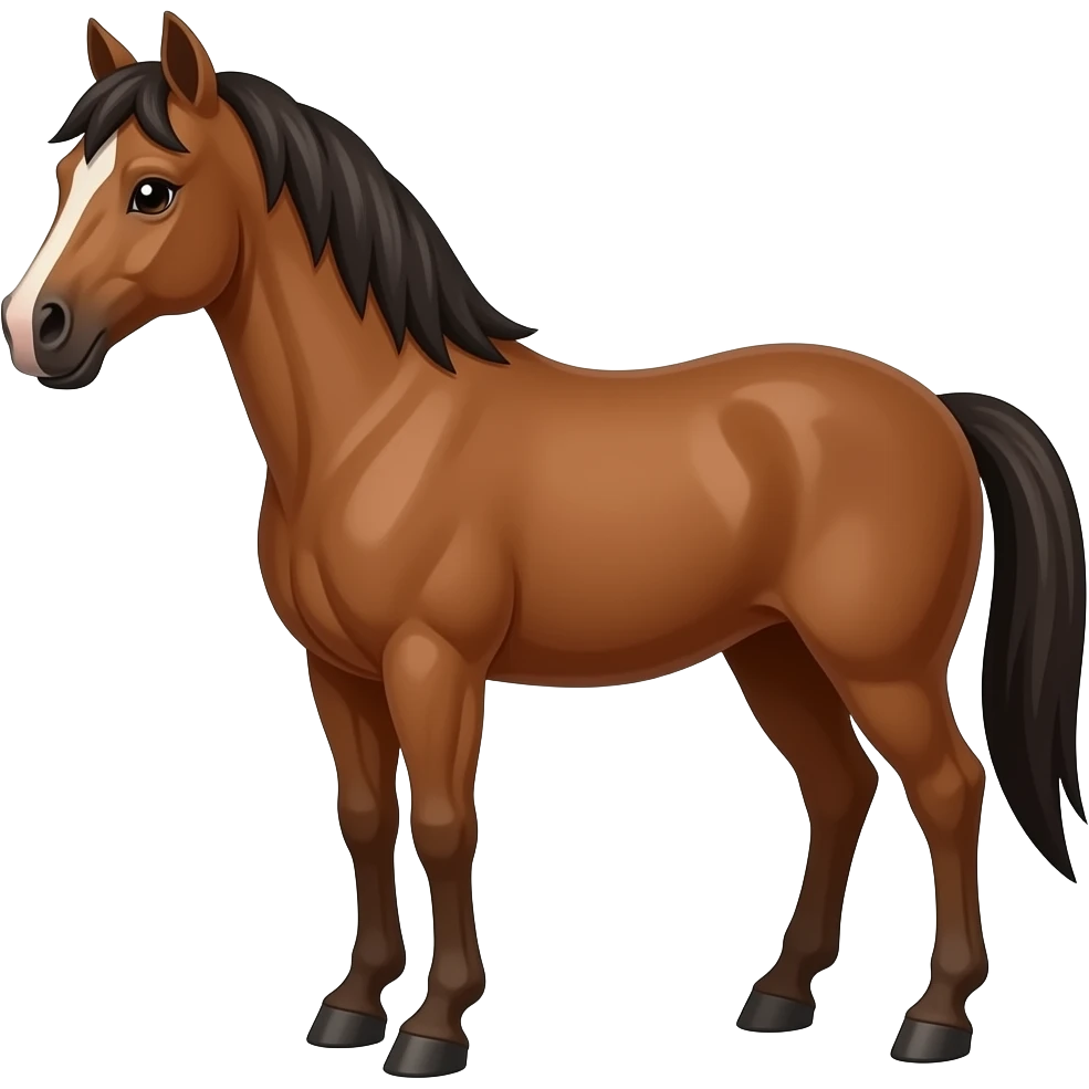 Cartoon 2d brown and dark brown horse emoji