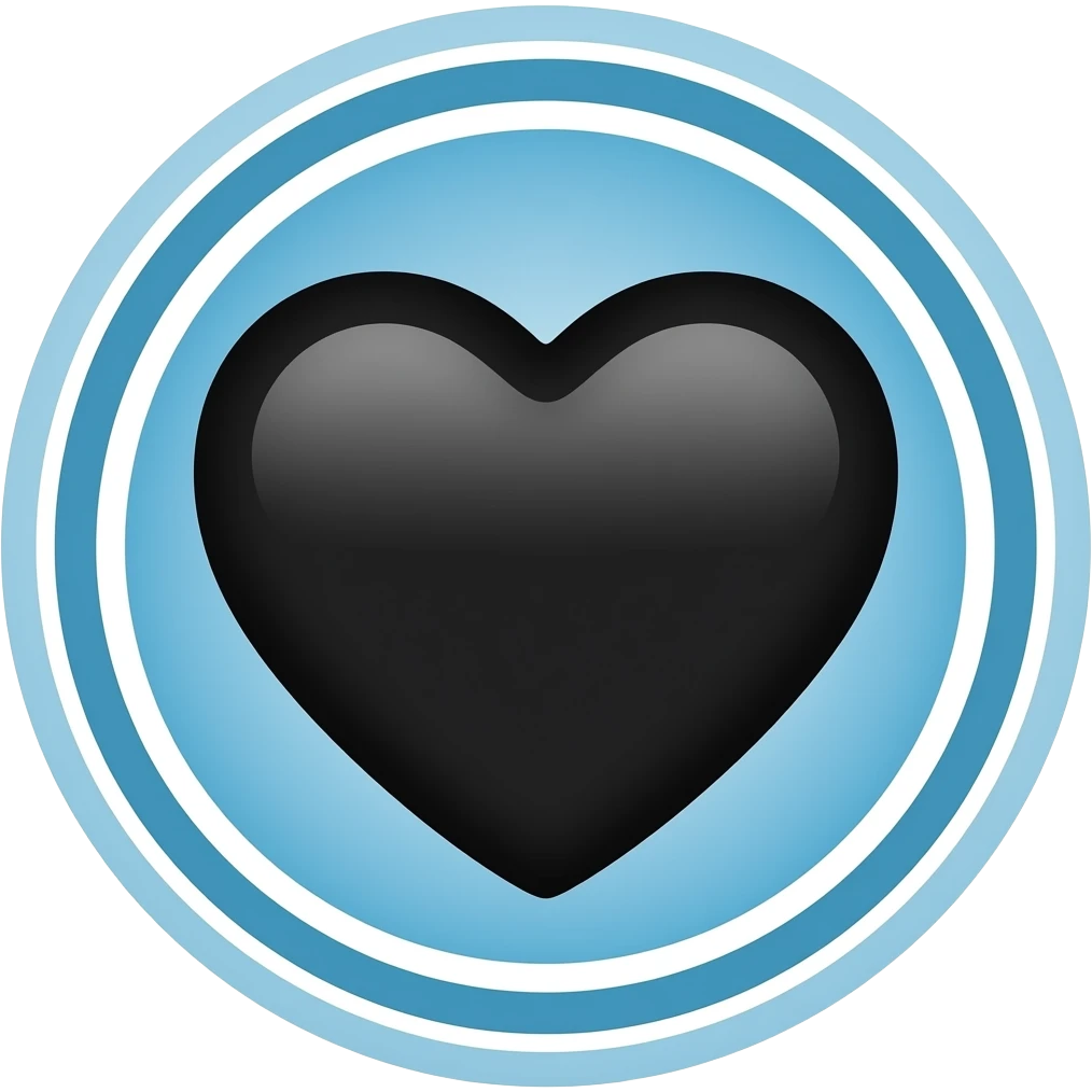 Black and blue heart black in the middle light blue in circles emoji