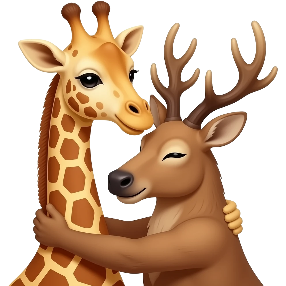 Giraffenkopf und Elchkopf umarmen sich emoji