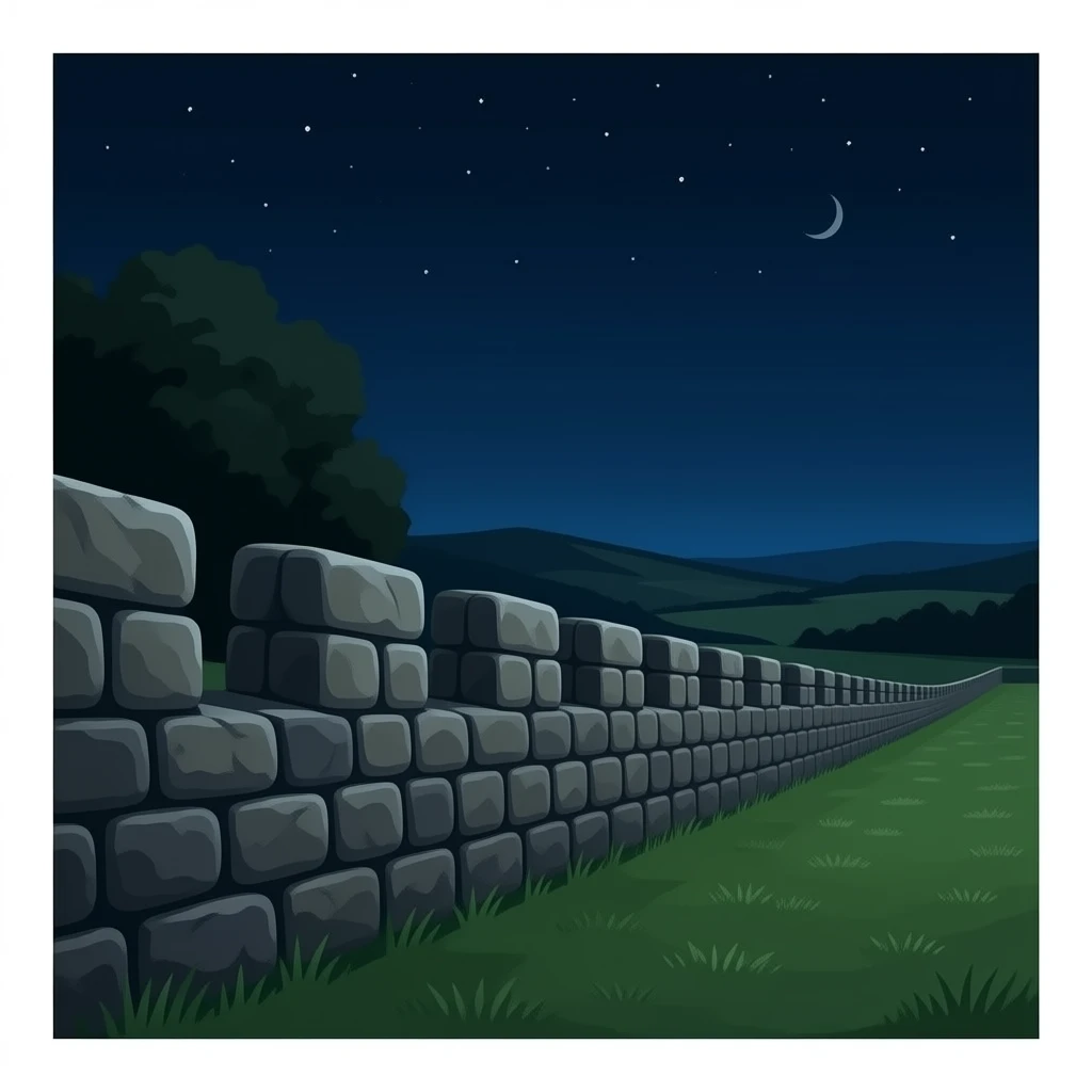 una pared de piedra de noche y que solo este la pared. que se eva en toda la imagen pero que es vea un poco el final emoji