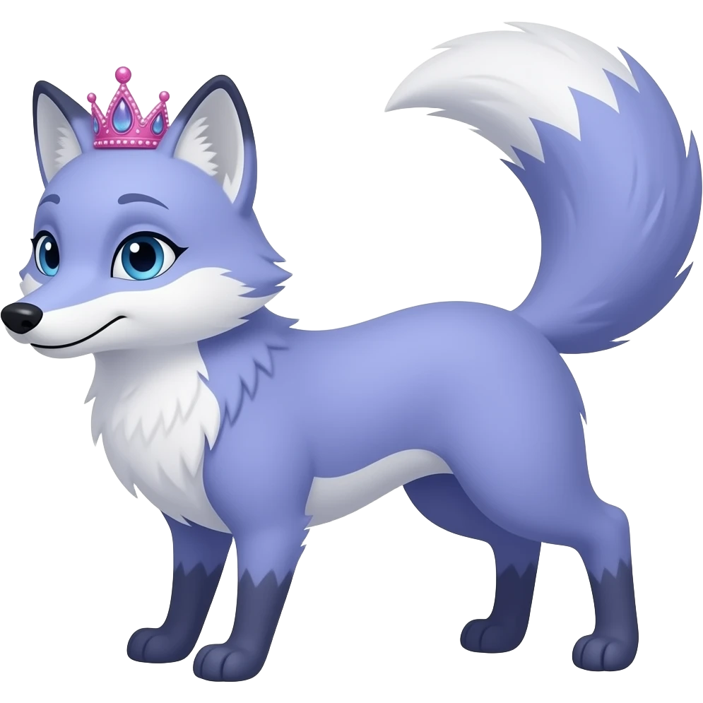 Female violet/glacier blue fox with pink tiara emoji
