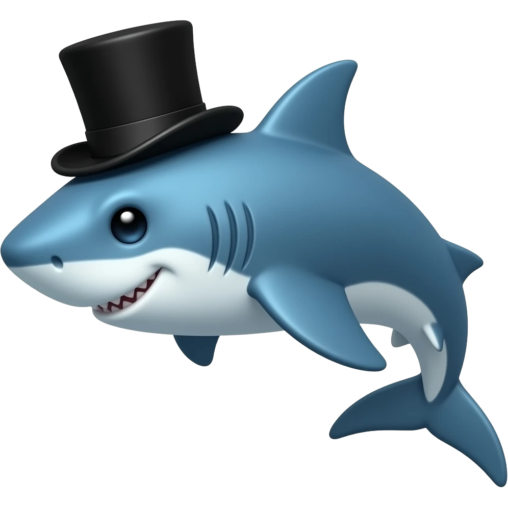 Shark with a top hat emoji