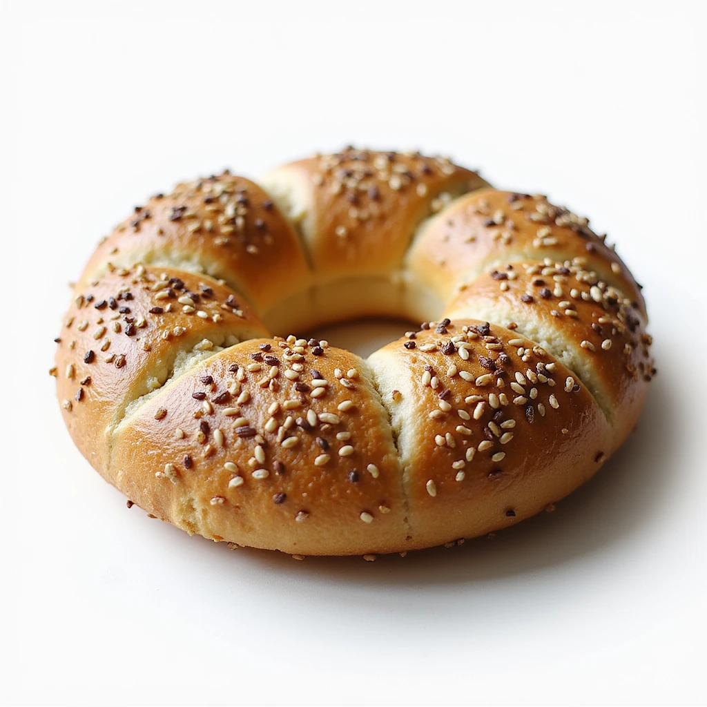 a simit, Turkish sesame bagel, realistic style, photorealistic emoji