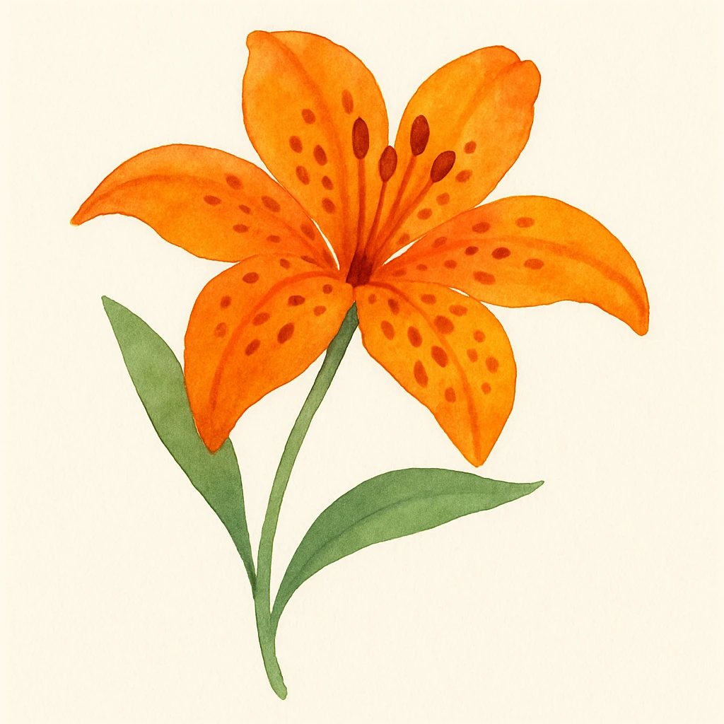 Make the old fashioned tiger lily more colorful, keep watercolor art style. emoji