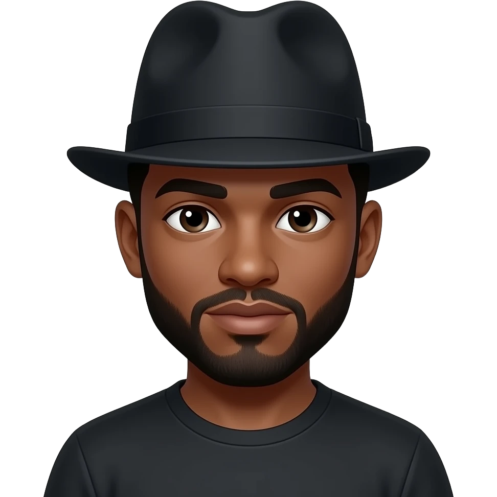 black man with fitted black hat on emoji