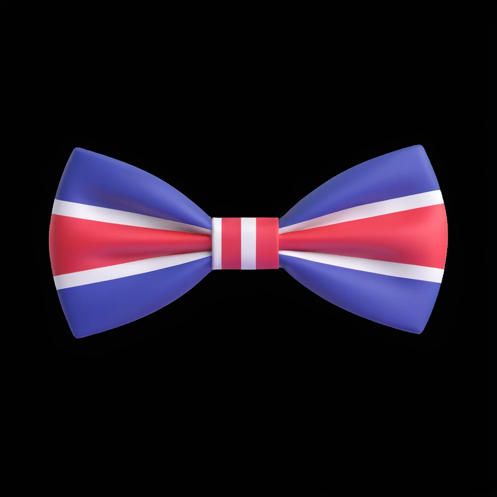 3D bow tie featuring the Thai flag, vibrant and shiny, isolated emoji