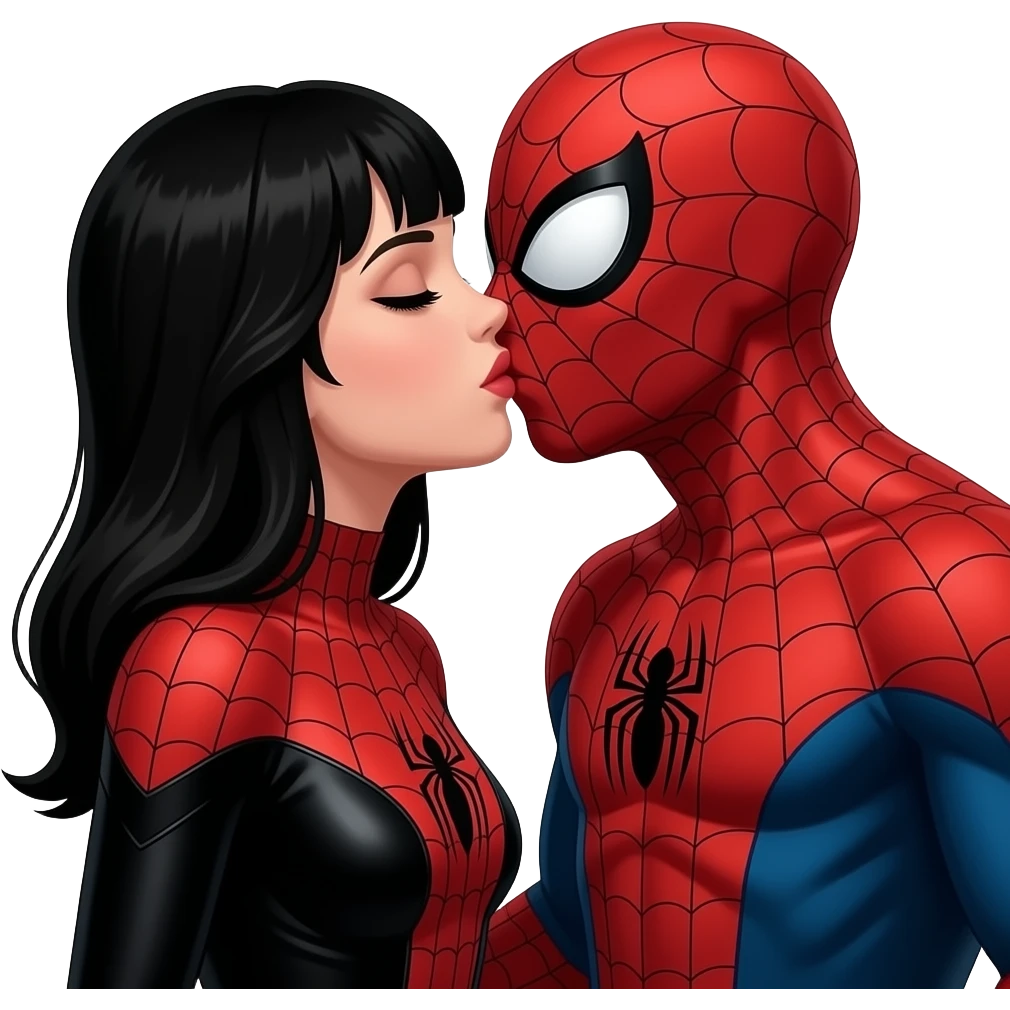 Spider man and spider woman  kiss kiss creepy emoji
