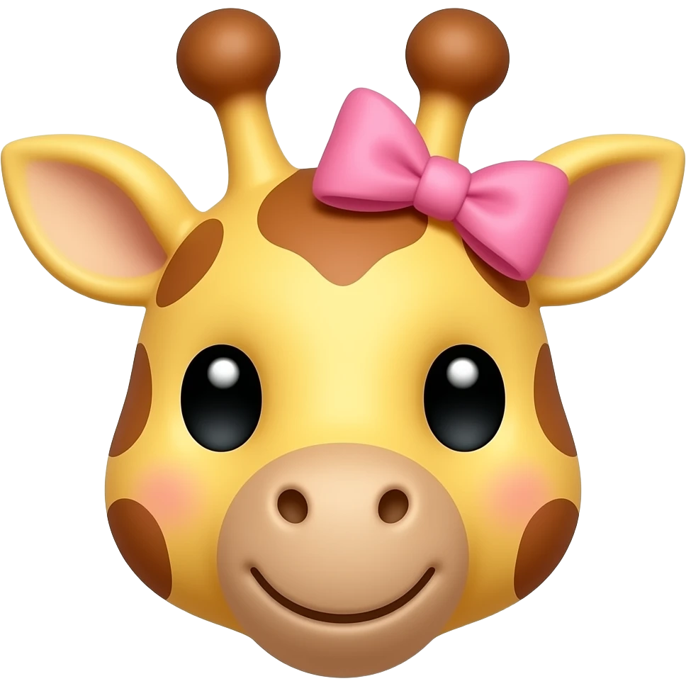 cute giraffee with a pink bow, face emoji