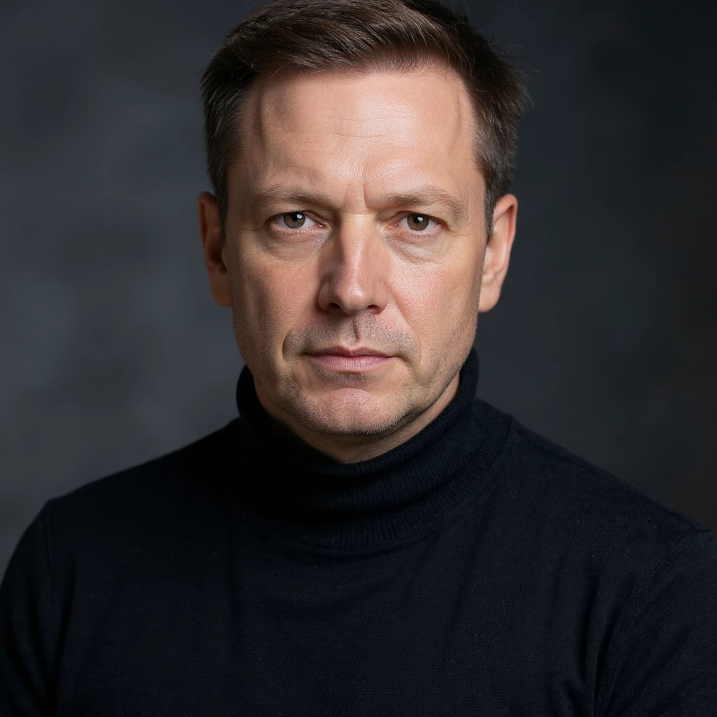 Vertical portrait, only the man's face, realistic style: intense gaze, symbols of protective barrier and regenerating cells, atmosphere of strength and health during fasting. emoji