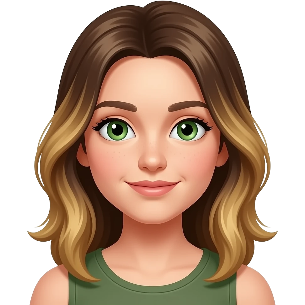 Girl,DARK blonde with highlights, Green eyes emoji