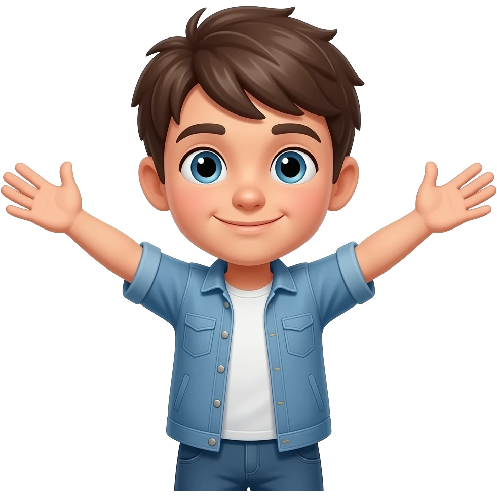 un adolescent qui veut donner un câlin avec les bras ouverts emoji