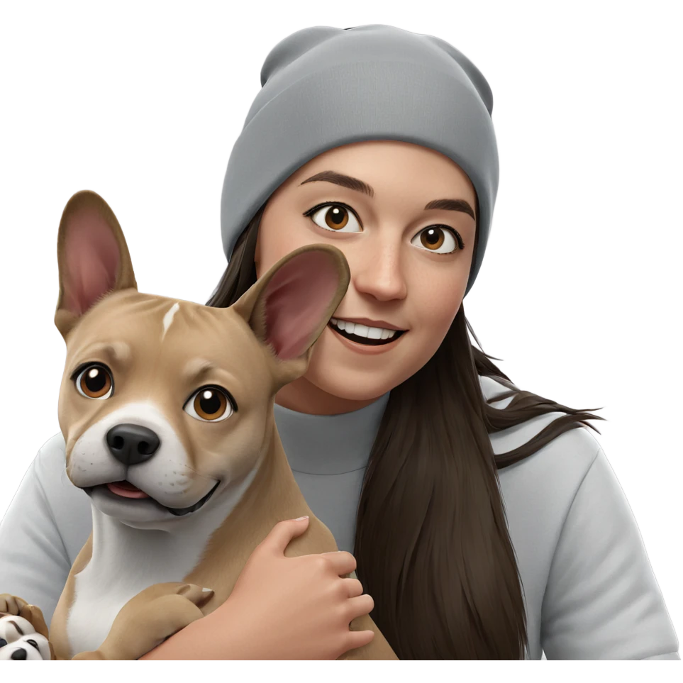 smiling girl with dog emoji
