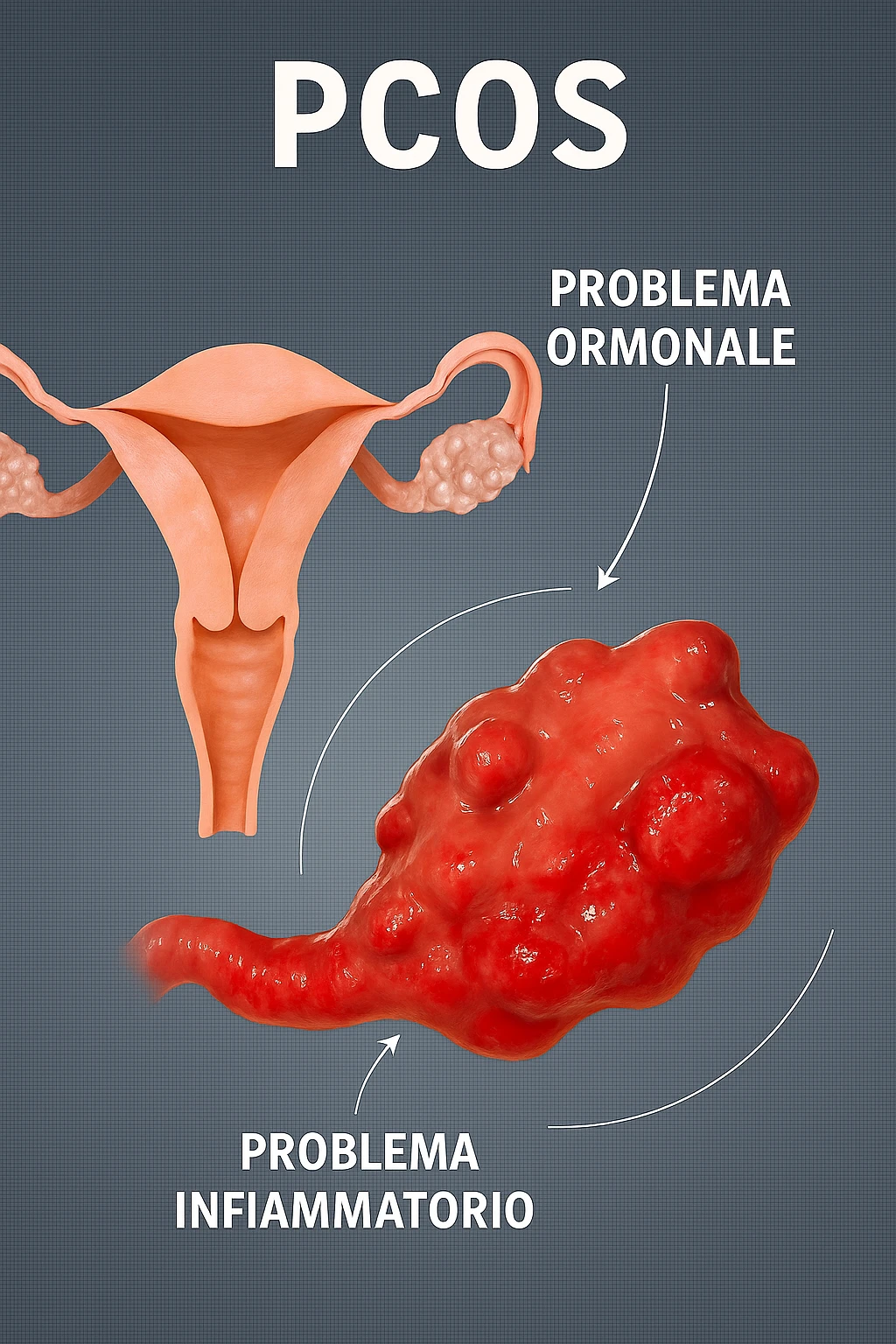 pcos con problema ormonale e infiammatorio SU DONNA in 3d in italiano emoji