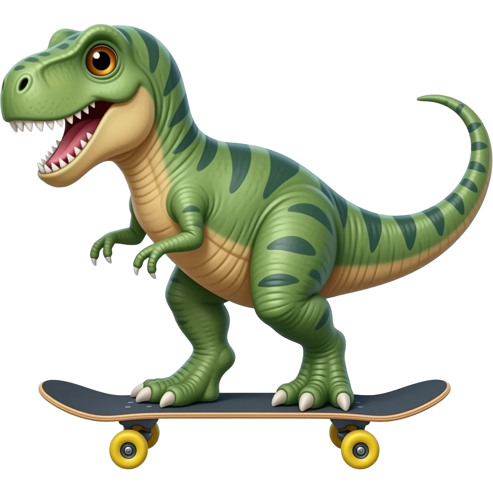 Dinosaur on a skateboard emoji