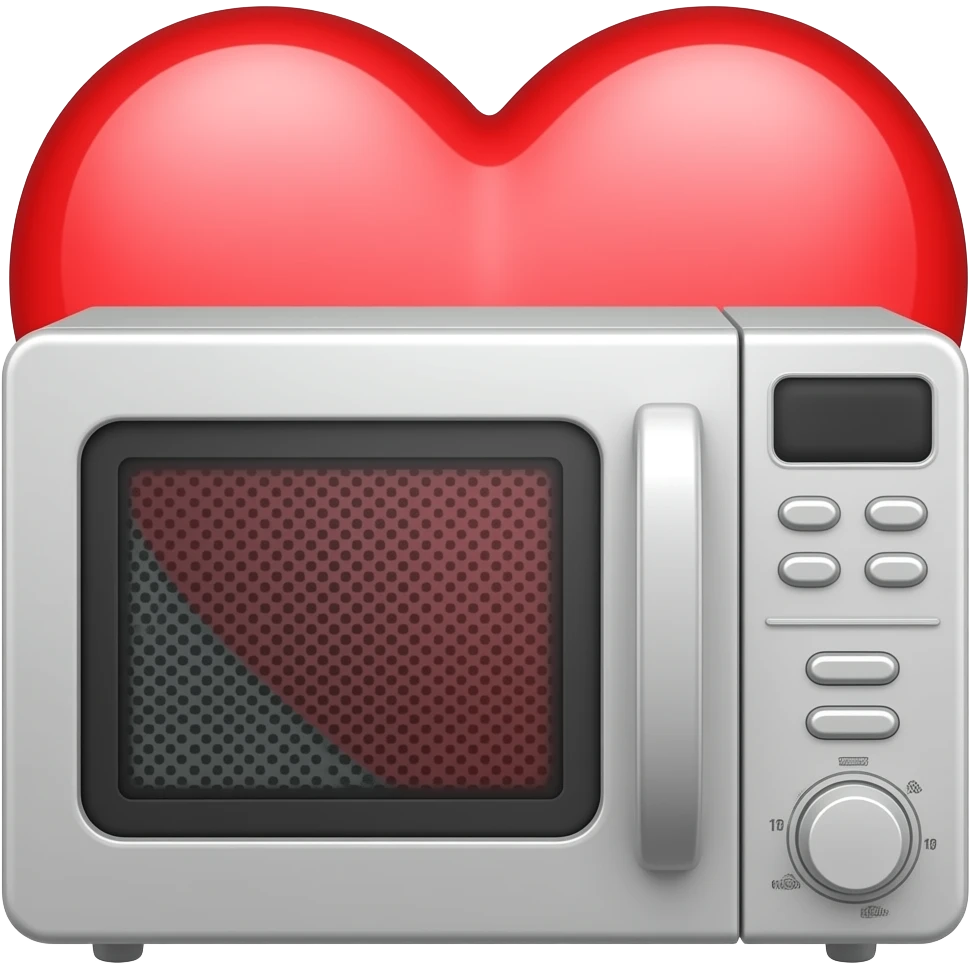Heart going into microwave emoji