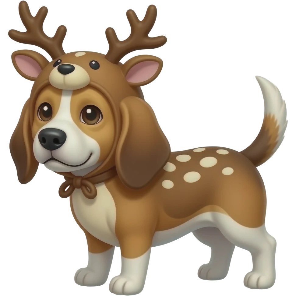 A beagle dressed like a deer emoji