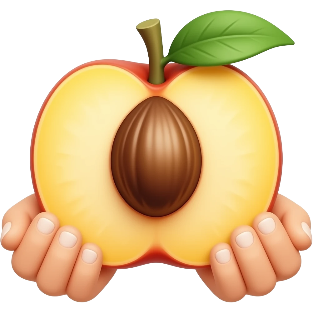 Open peach with a hole in the middle with hands outside emoji