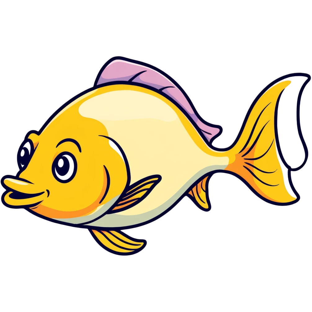 goofy fish with dopey expression and misaligned eyes, looking directly to the right emoji