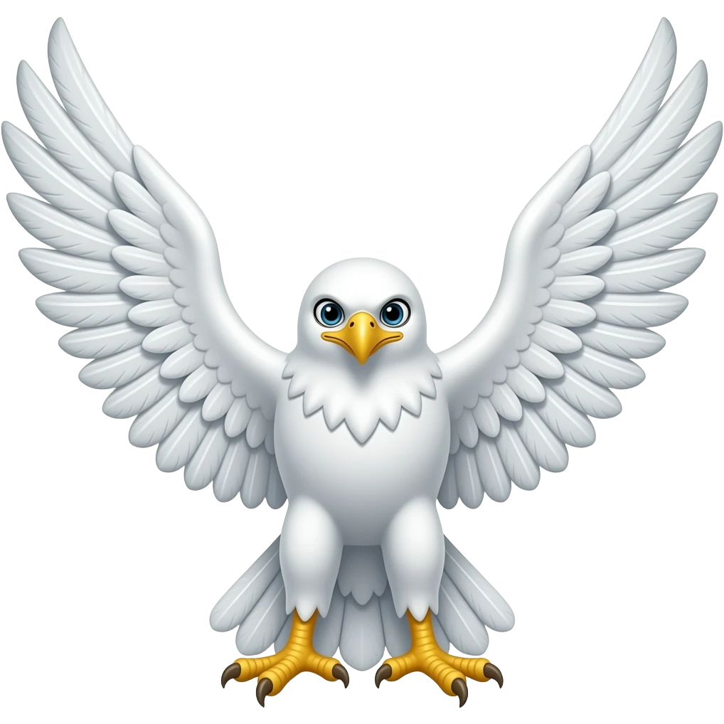 all white Hawk wings open Line drawing Emoji emoji
