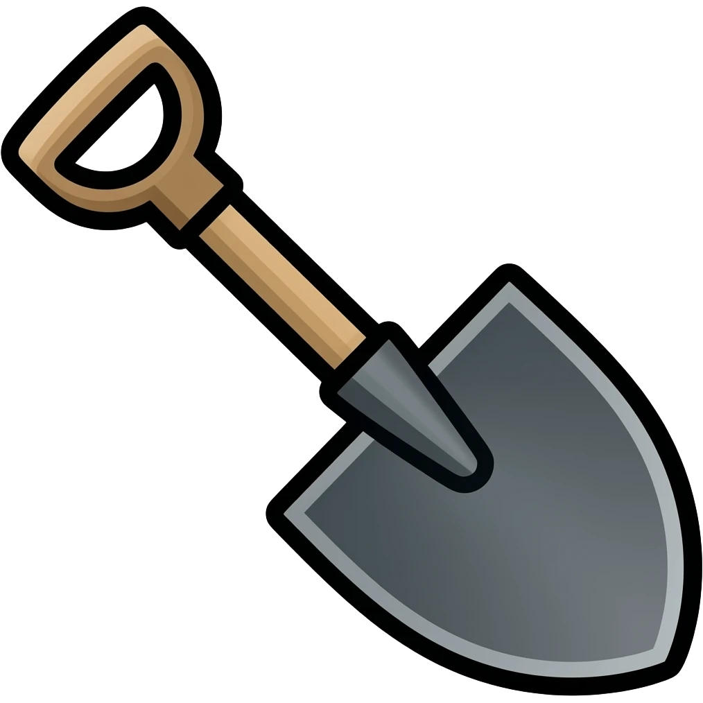thick black outline, shovel  emoji, thick black outline, simple cartoon emoji