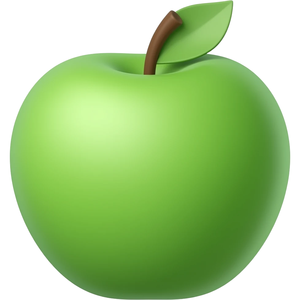 Apple-style tree, round soft green canopy. No apples, No pot, no ground — only the tree. Plain green leaves, no fruits or flowers. Flat 3D vector, clean shapes, no gradients. emoji