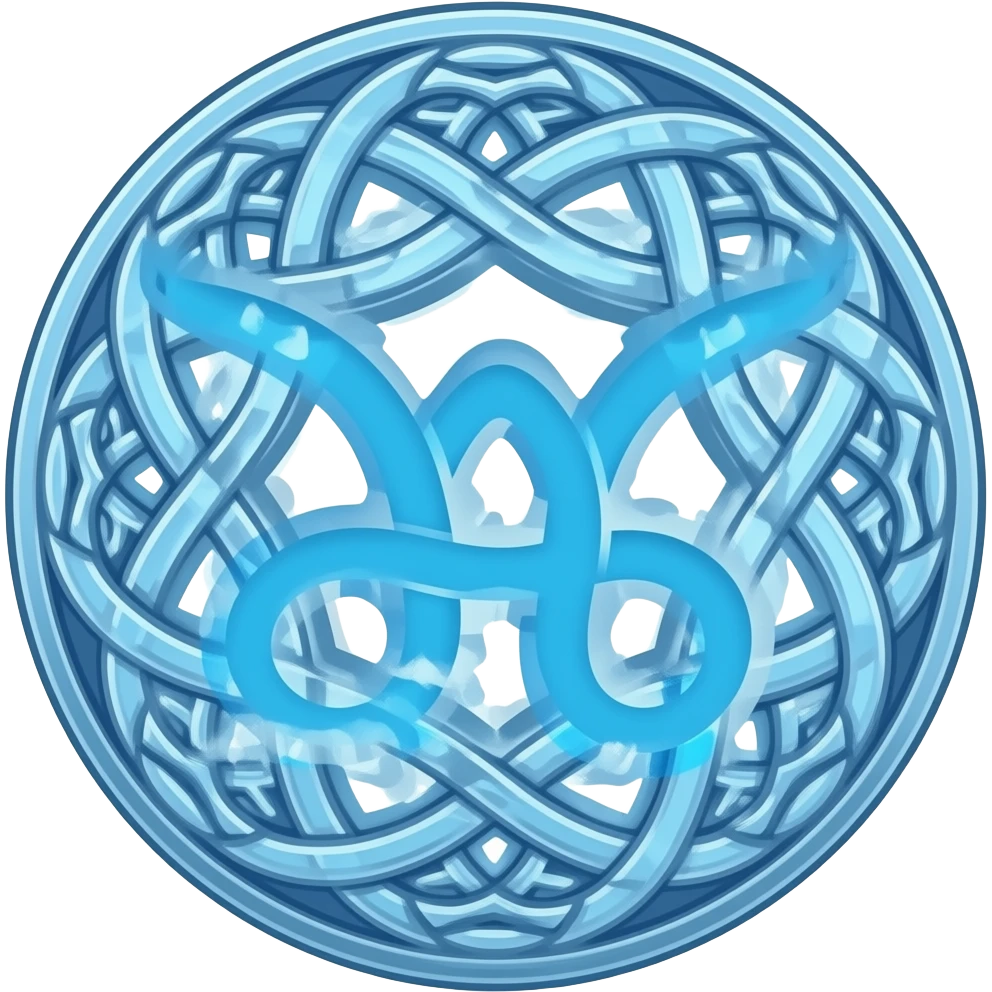 Fuego azul cian celta con el signo de aries emoji