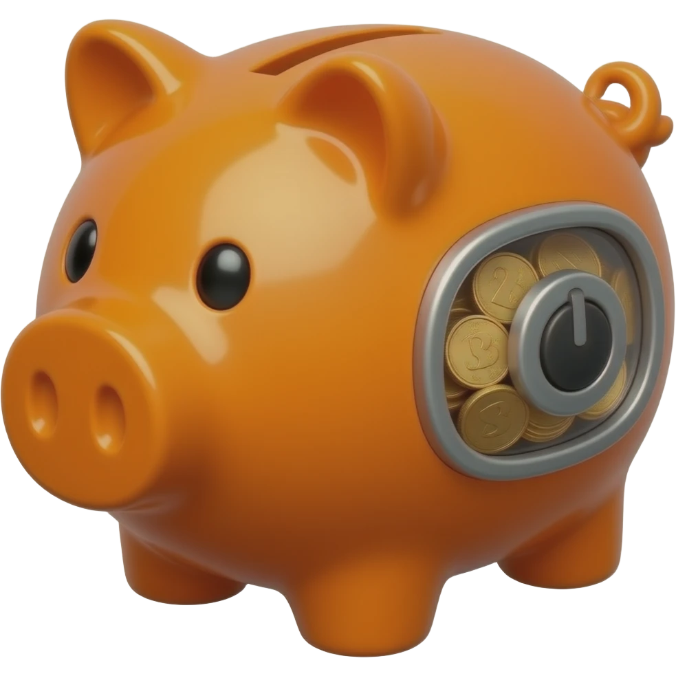 orange piggy bank looking like a lacie hard drive emoji