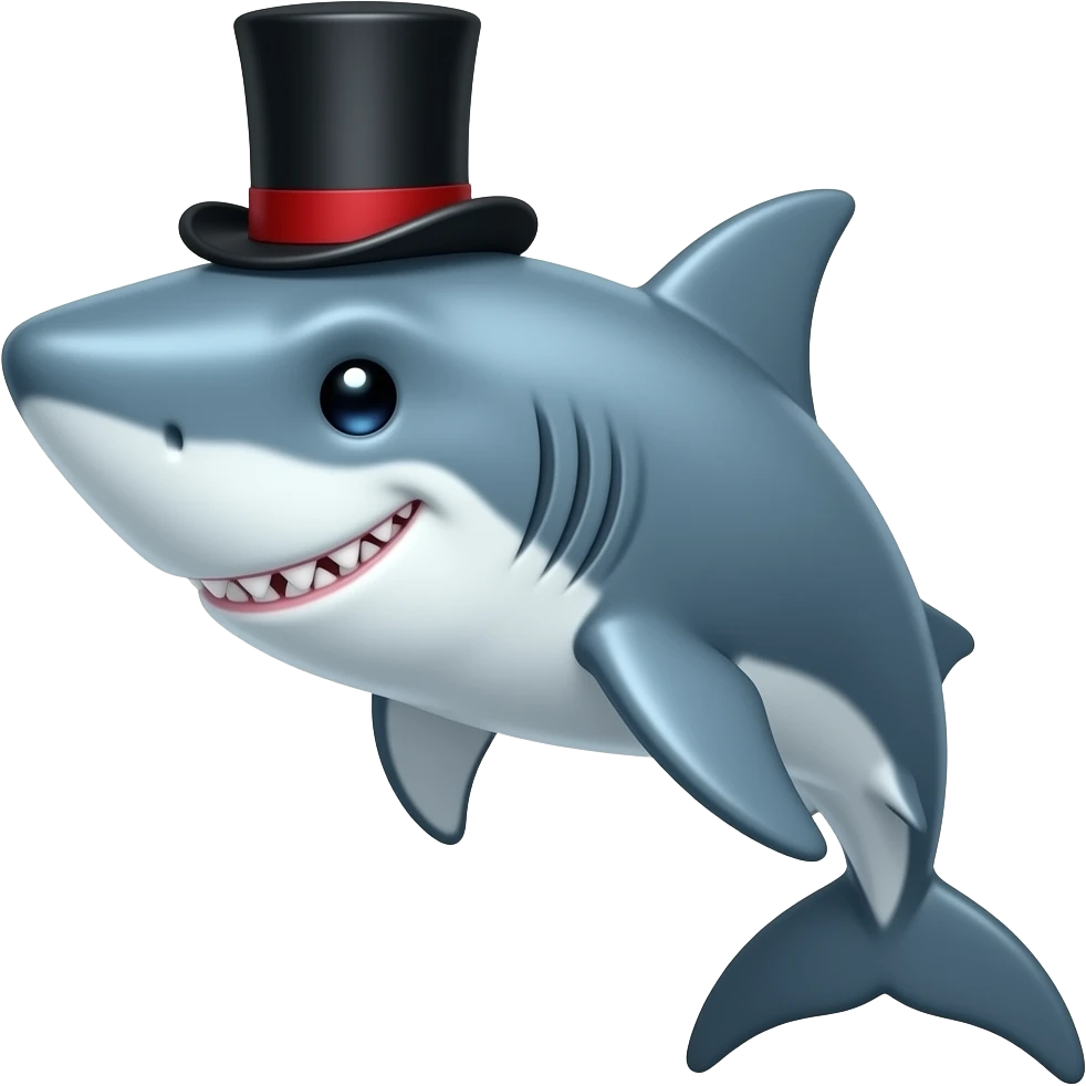 Shark with a top hat emoji